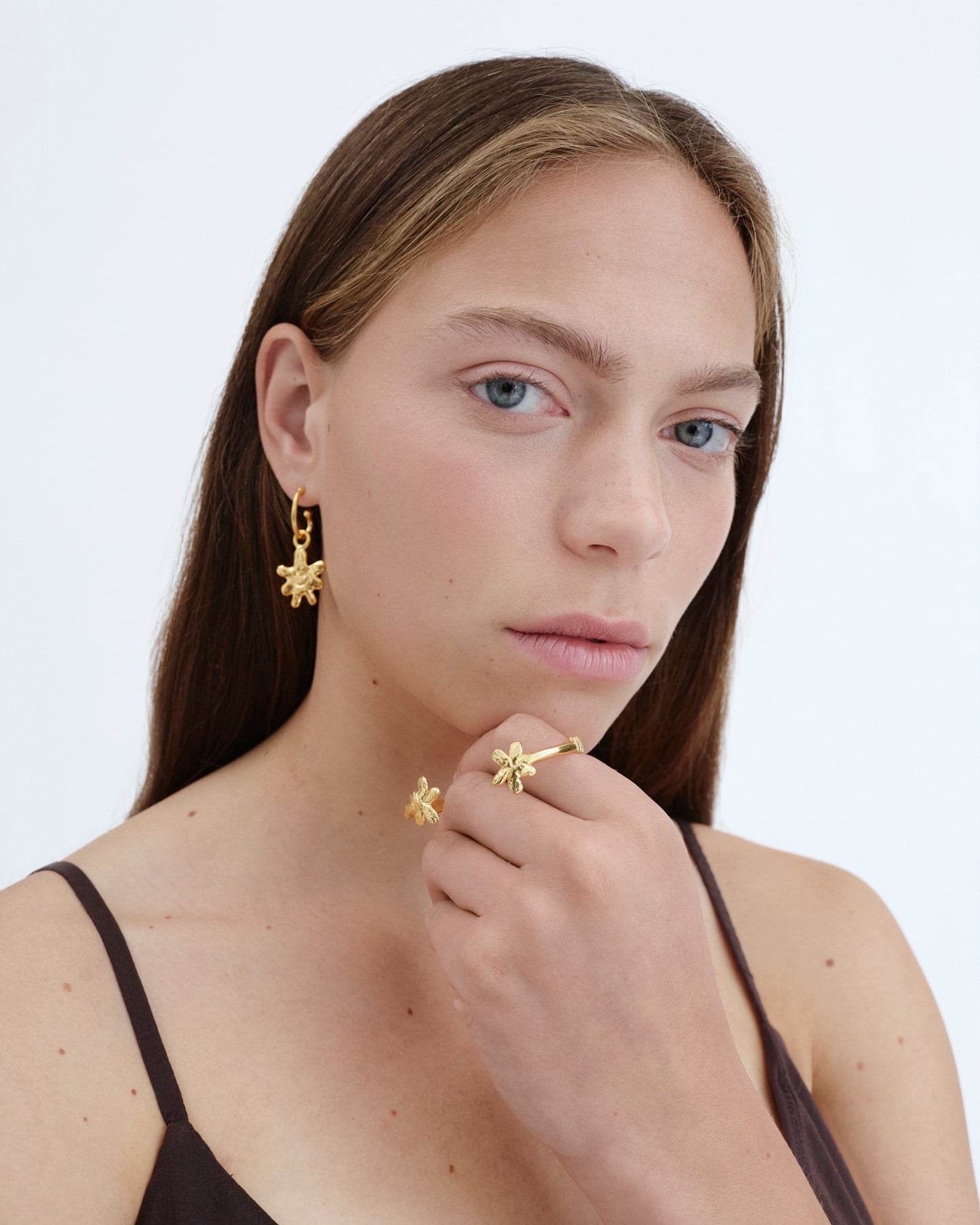 altın kaplama gümüş bilezik - çiçek image 4