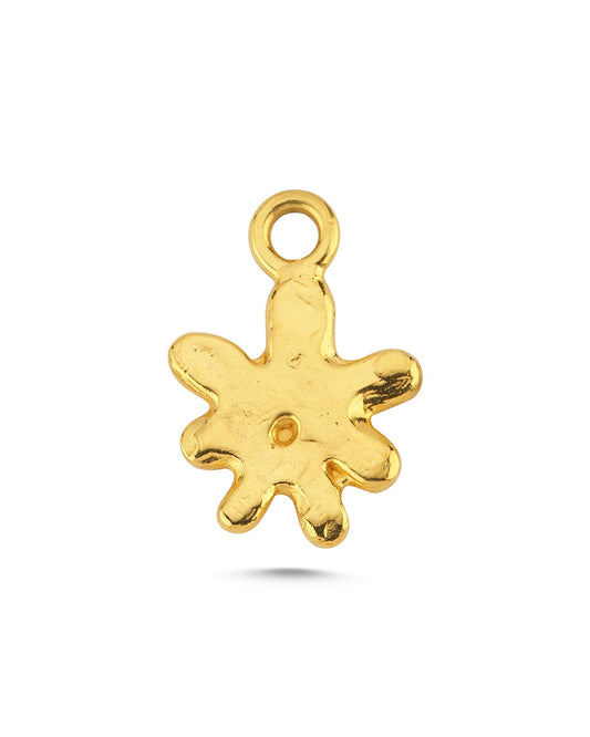 Altın Kaplama Gümüş Charm - Gülen Çiçek