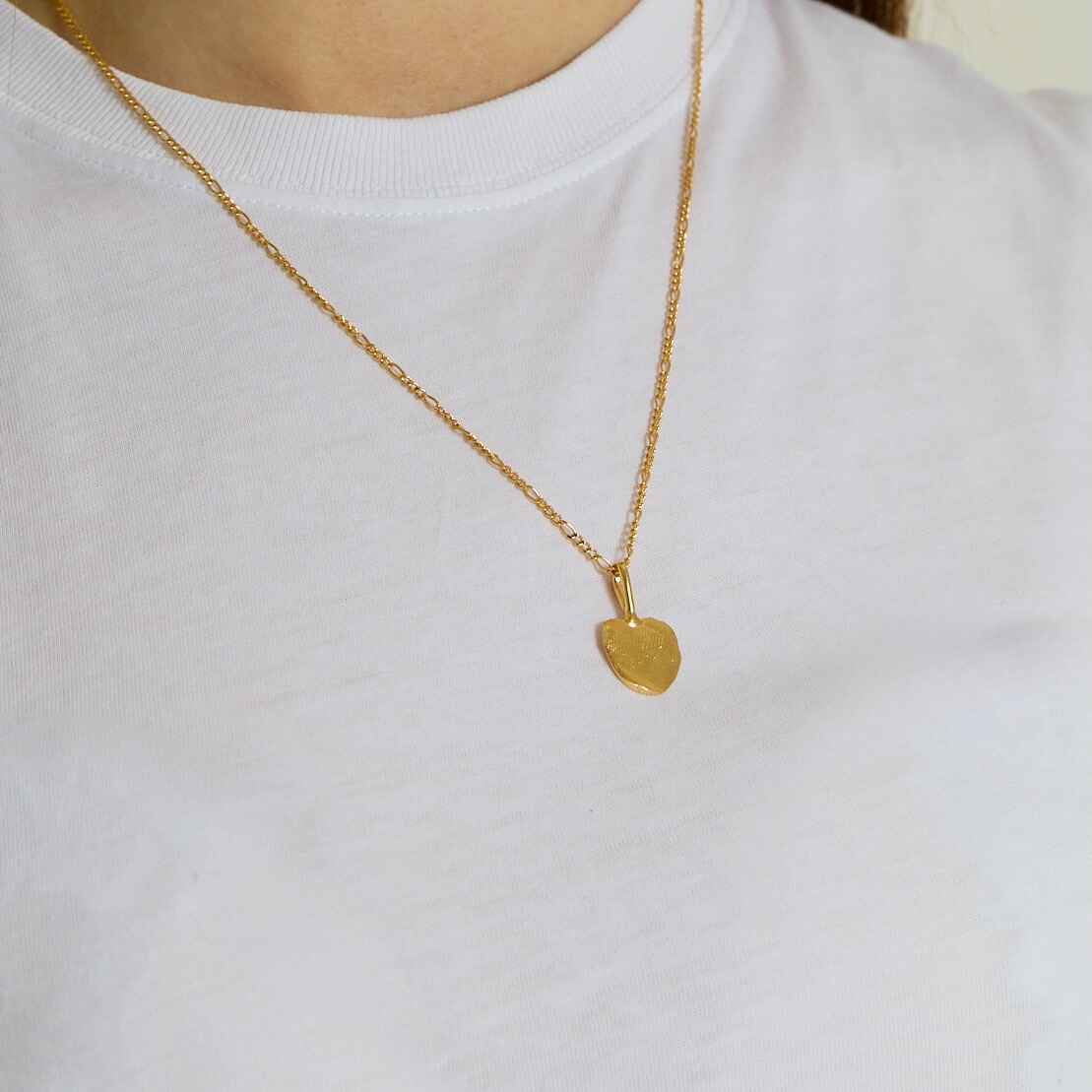 doğal şekilli parmak izi gümüş üzerine altın kaplama kolye - no 1 image 4