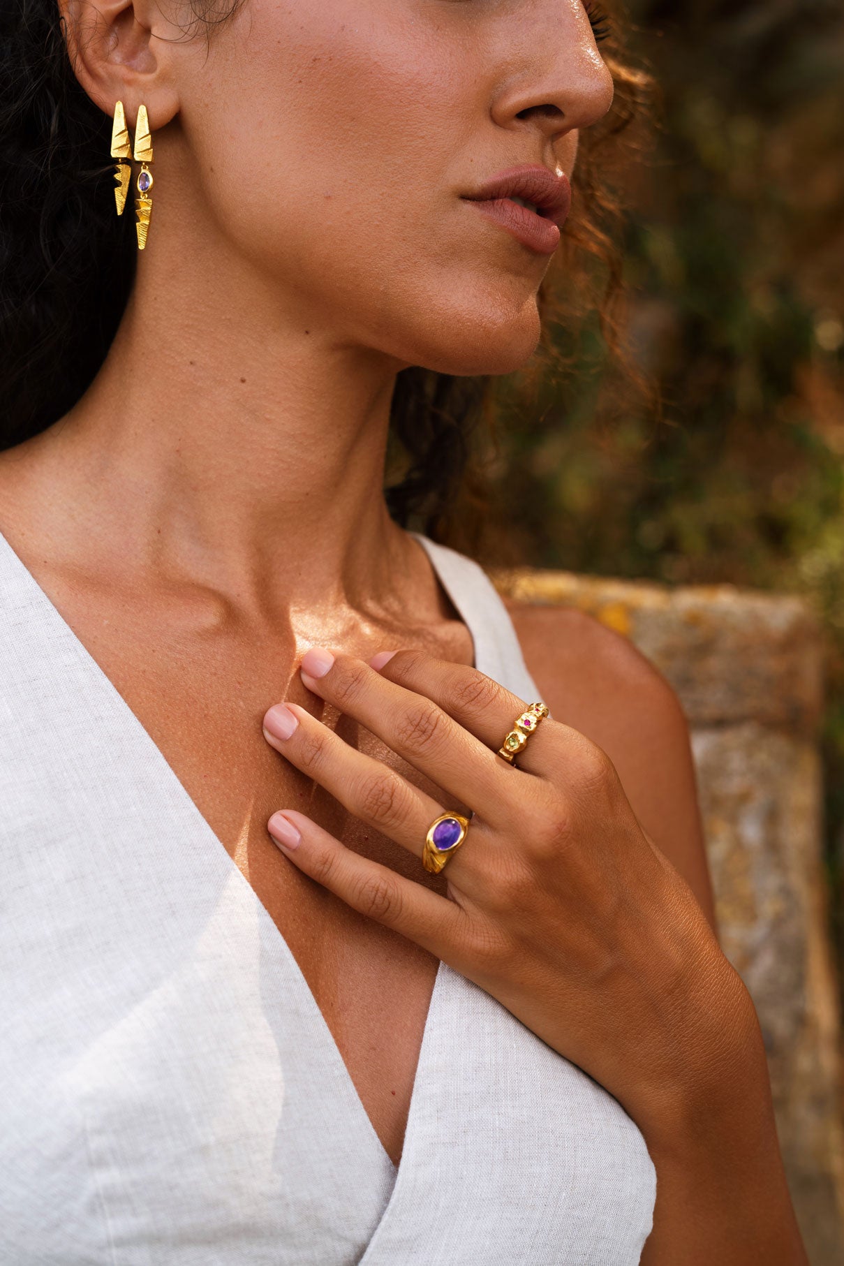 peridot yakut taşlı altın kaplama gümüş yüzük - ludicrum image 4