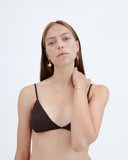 altın kaplama gümüş küpe seti - gülen çiçek image 2