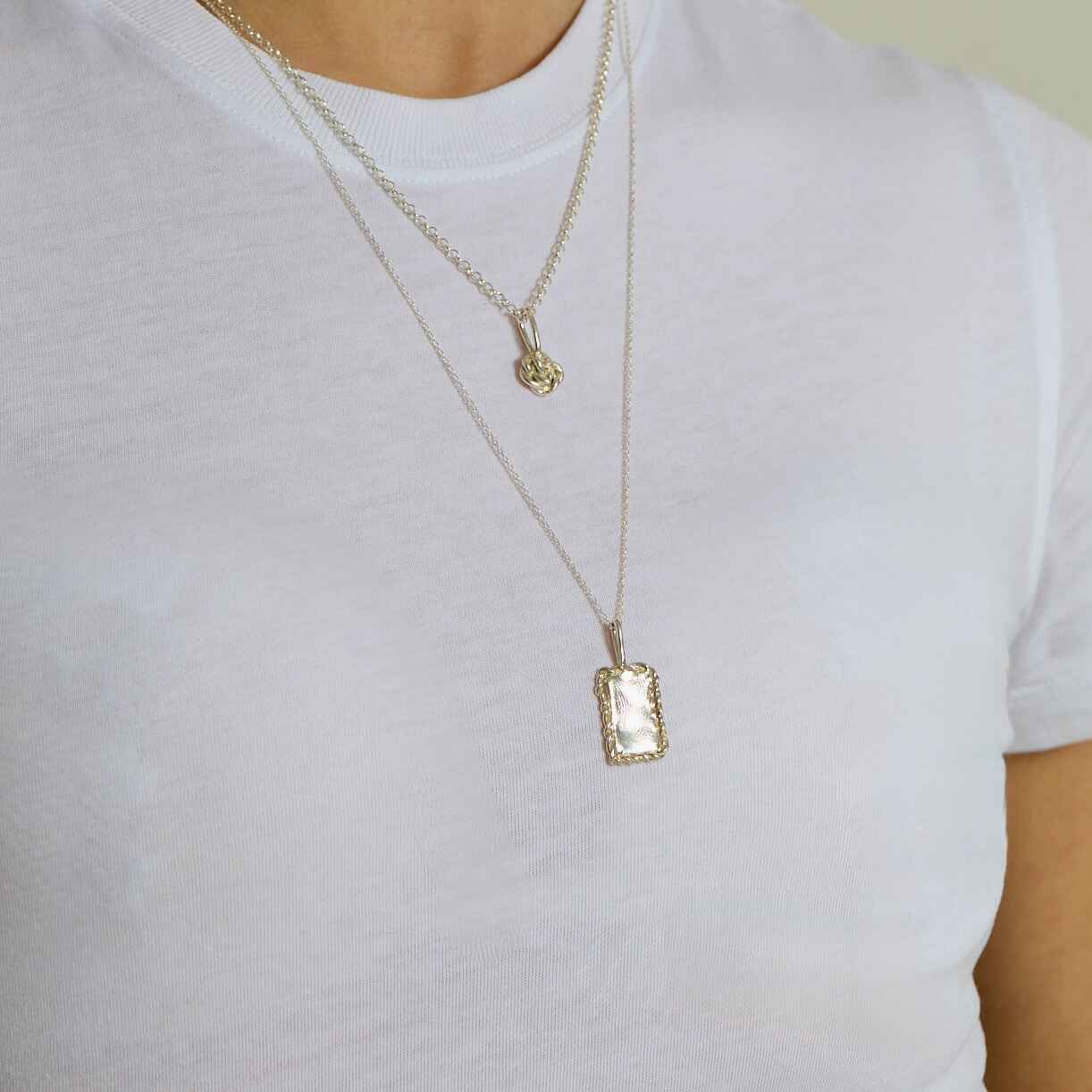 gümüş dikdörtgen çerçeveli parmak izi kolye - no 2 image 4