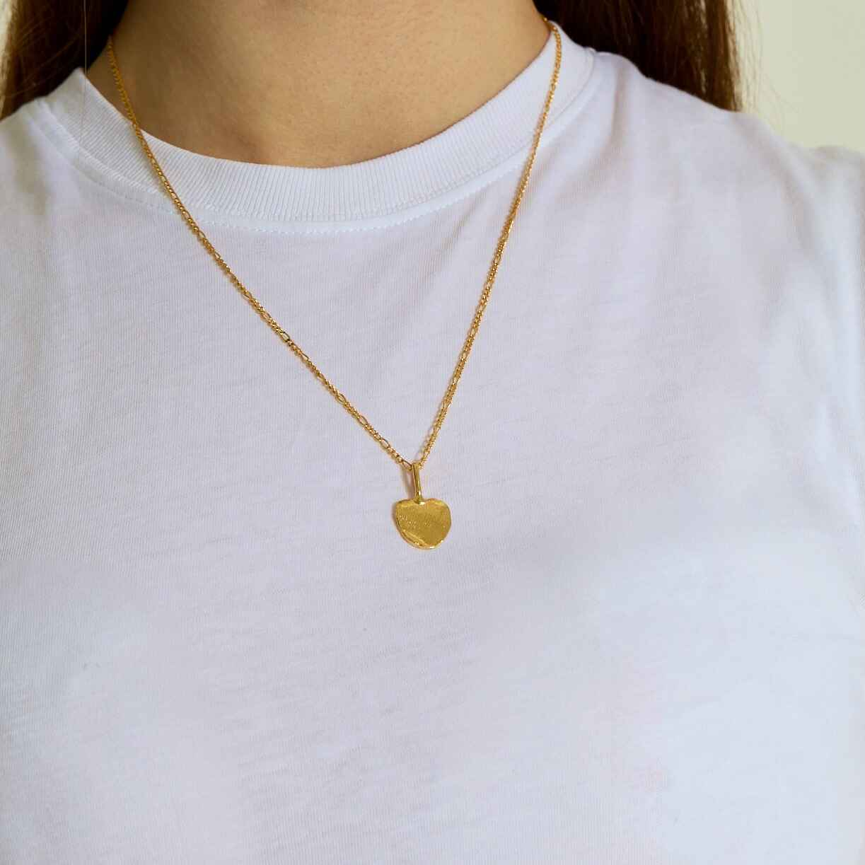 doğal şekilli parmak izi gümüş üzerine altın kaplama kolye - no 1 image 1