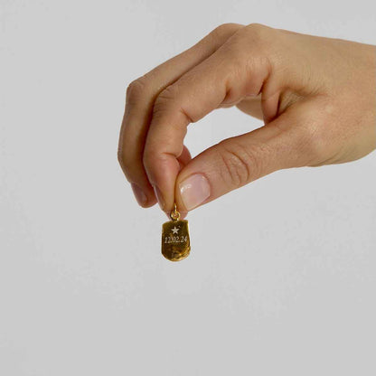 gümüş üzerine altın kaplama taşlı parmak izi kolye - no 5 image 7