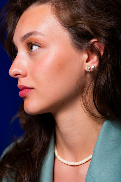 peridot sitrin lal taşlı gümüş nokta küpe - nourriture image 2