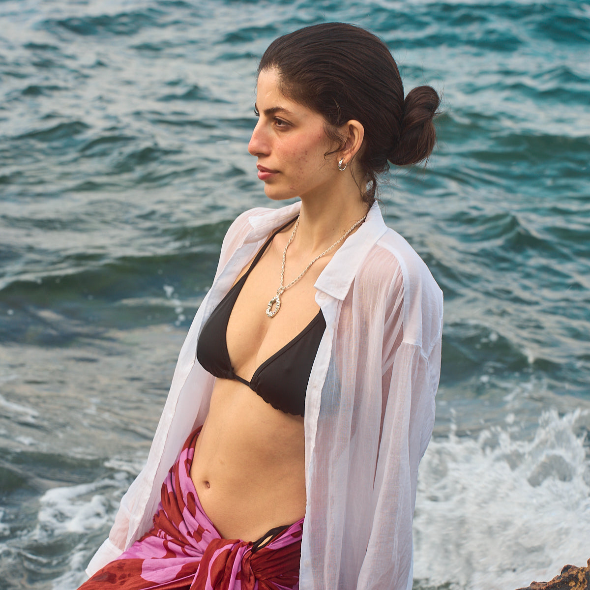 taş gömülü gümüş kolye - çakıllar image 4