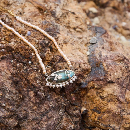 inci ve labradorit taşlı gümüş kolye - yansımalar image 2