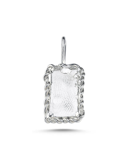 Dikdörtgen Gümüş Parmak İzi Kolye - No:1