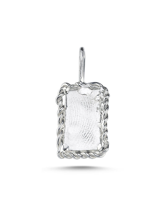 Dikdörtgen Gümüş Parmak İzi Kolye - No:1