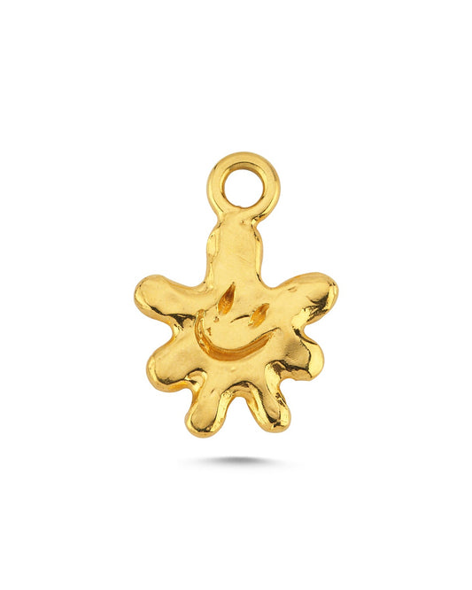 Altın Kaplama Gümüş Charm - Gülen Çiçek