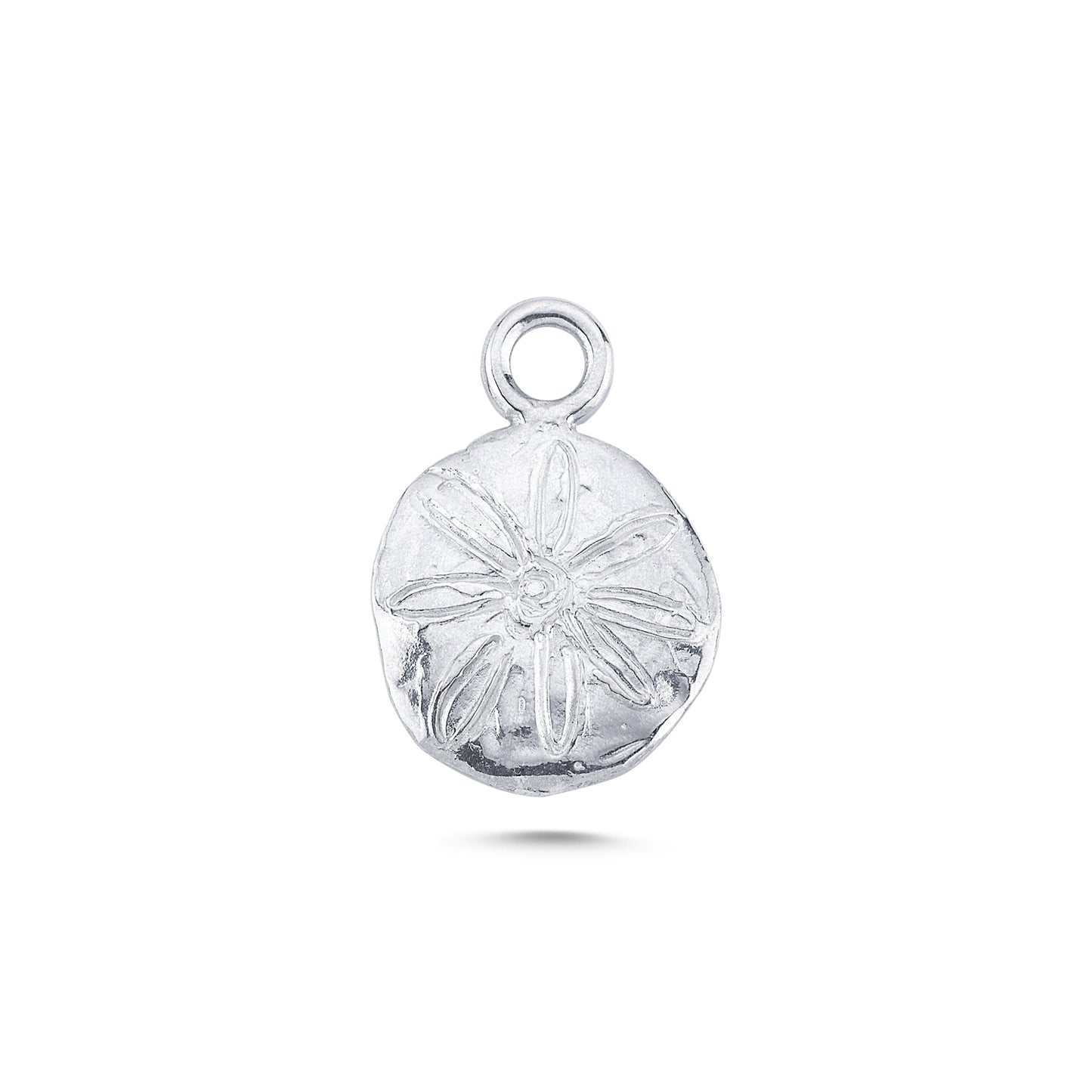 Gümüş Yuvarlak Kolye Ucu - Dalga ve Çiçek