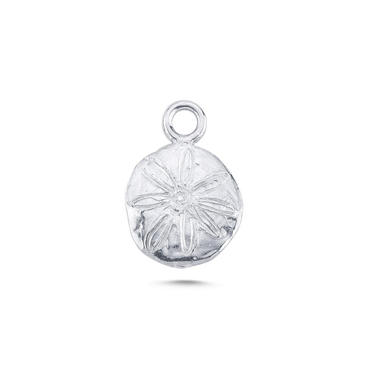 Gümüş Yuvarlak Kolye Ucu - Dalga ve Çiçek