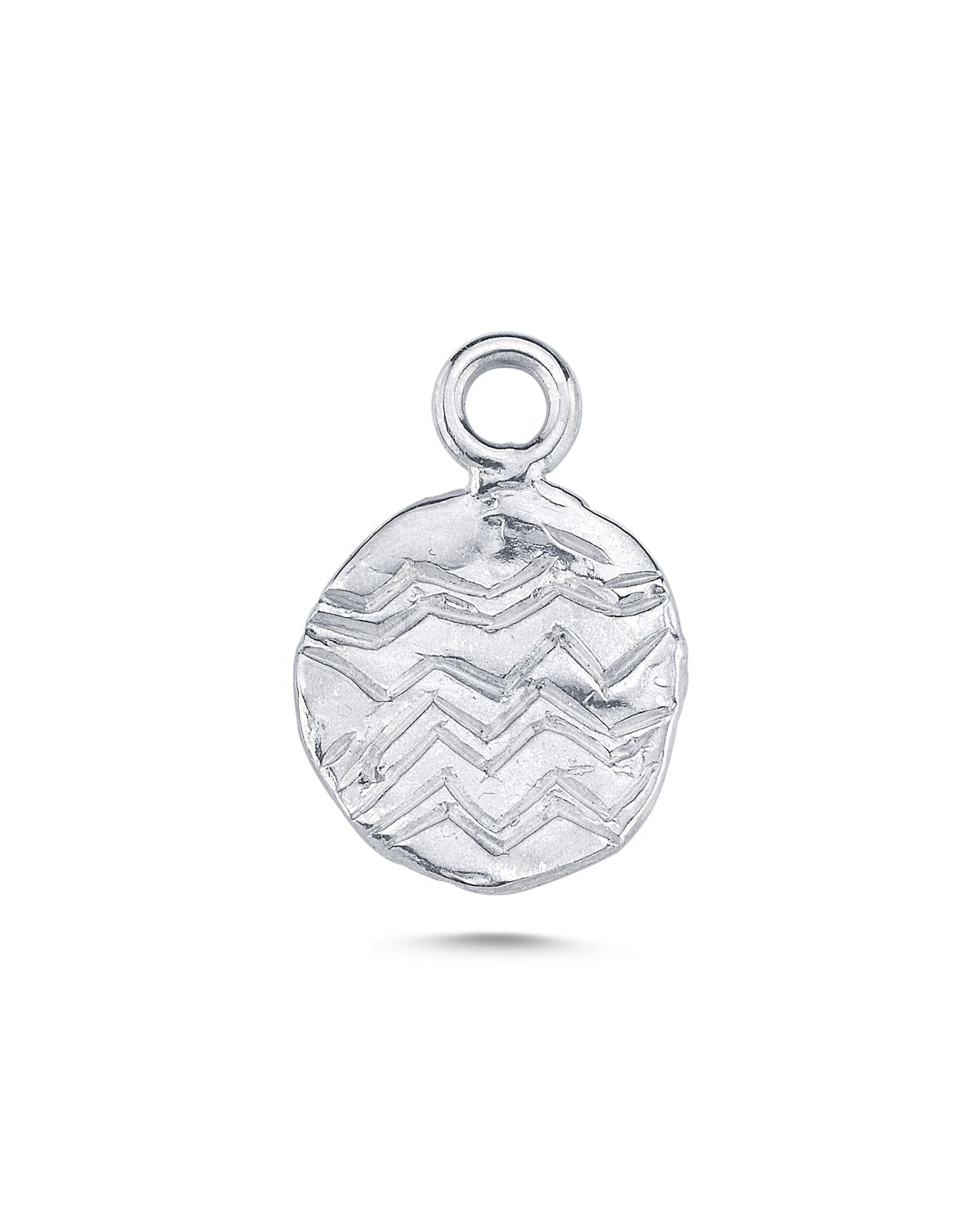 Gümüş Yuvarlak Kolye Ucu - Dalga ve Çiçek