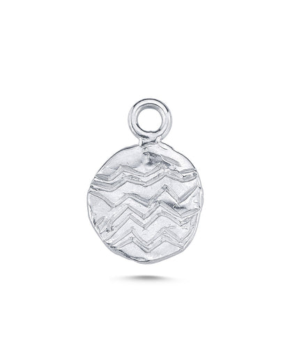 Gümüş Yuvarlak Kolye Ucu - Dalga ve Çiçek