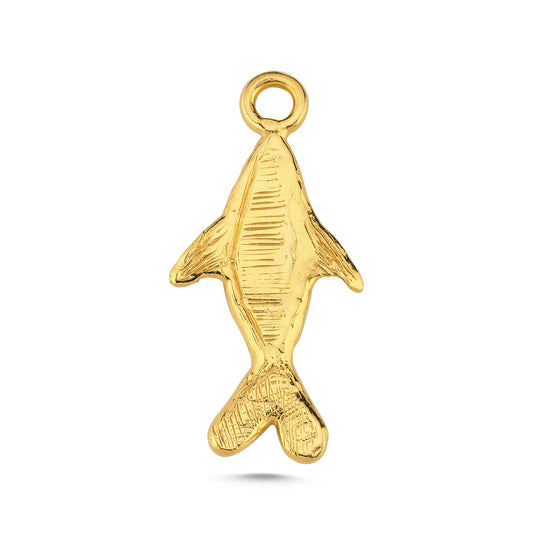 Altın Kaplama Gümüş Kolye Ucu - Büyük Balık
