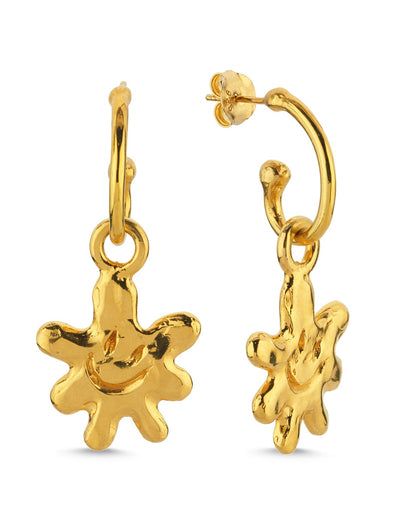 Altın Kaplama Gümüş Küpe Seti - Gülen Çiçek