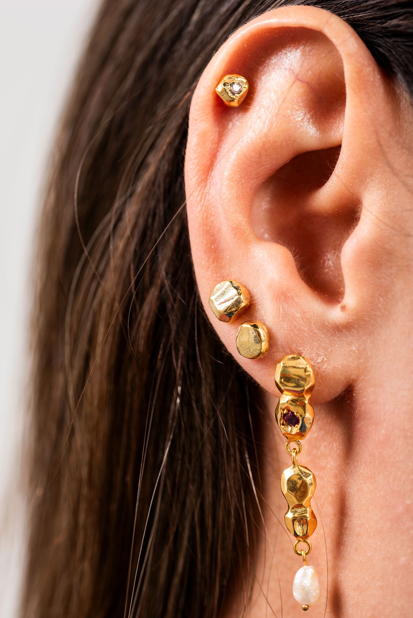 altın kaplama gümüş nokta küpe - nourriture image 5