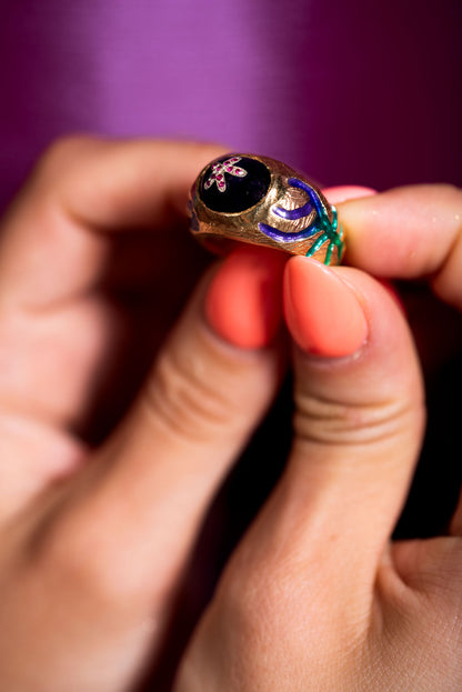 mine gümüş işlemeli ametist yakut taşlı altın kaplama yıldız yüzük - étoile image 2