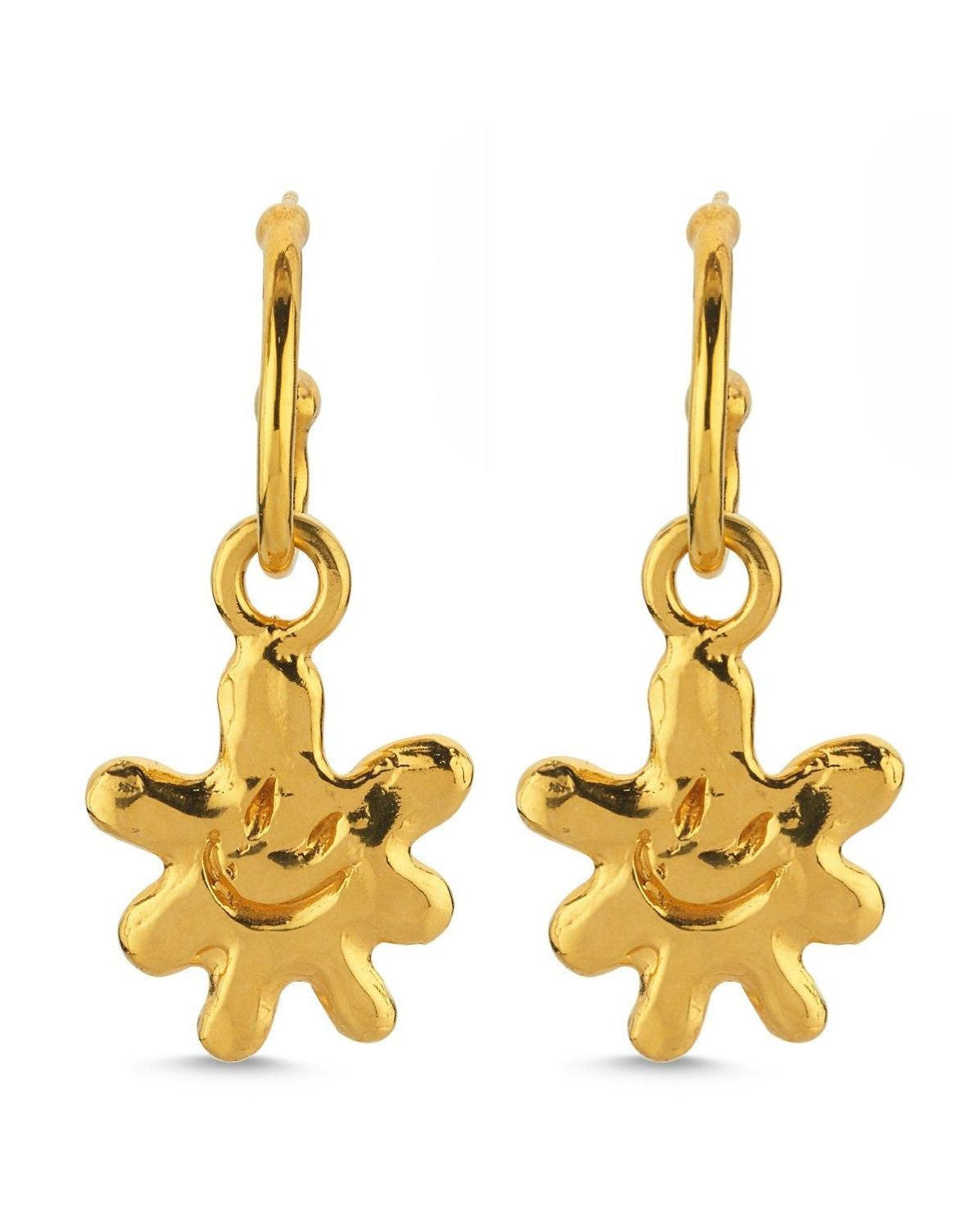 Altın Kaplama Gümüş Küpe Seti - Gülen Çiçek