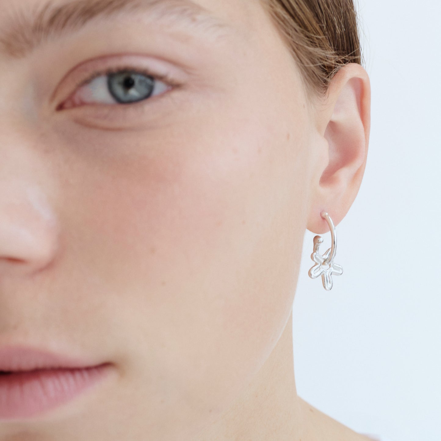 gümüş halka küpe - virgül image 3