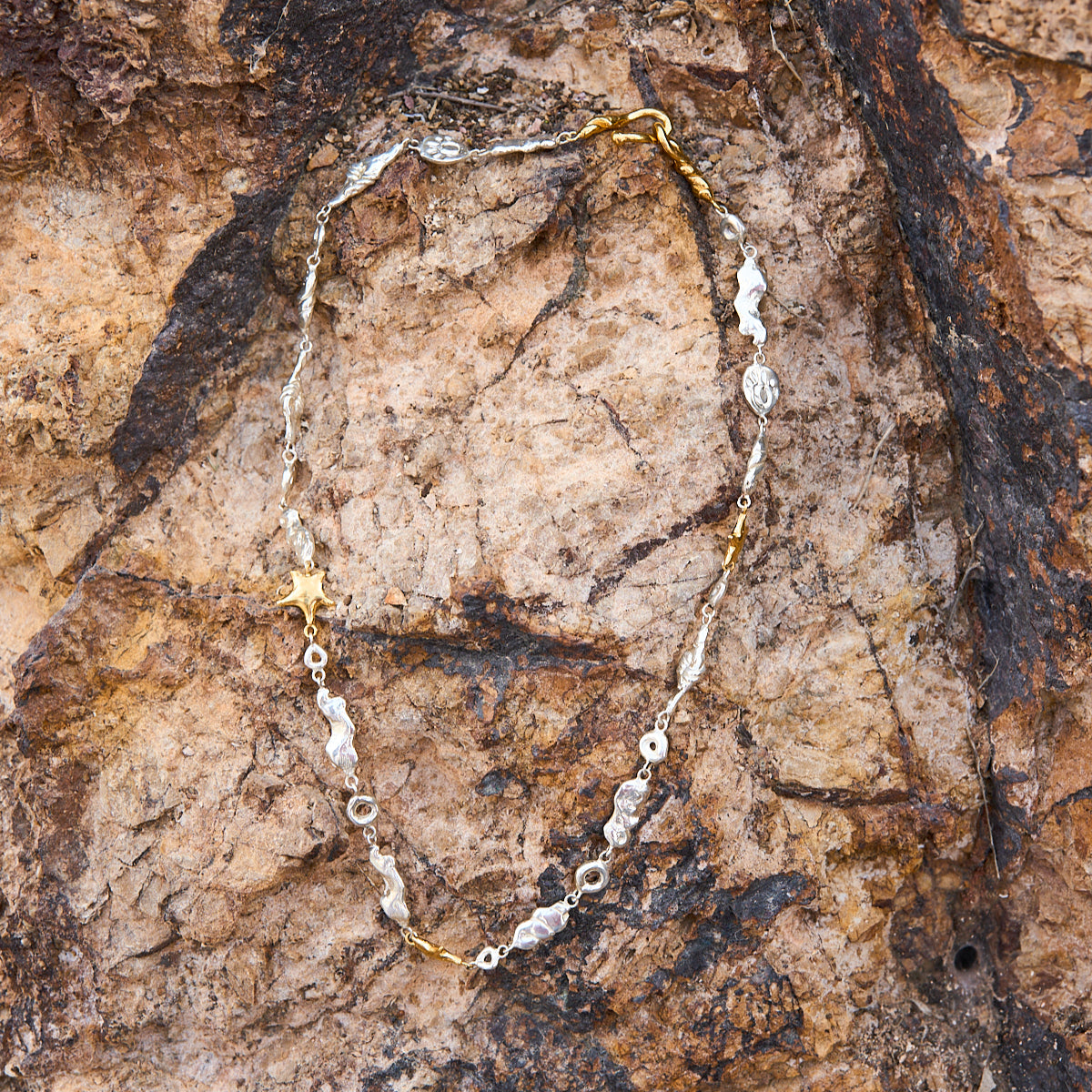 gümüş ve gümüş üzerine altın kaplama el yapımı kolye - sahilin imgeleri image 2