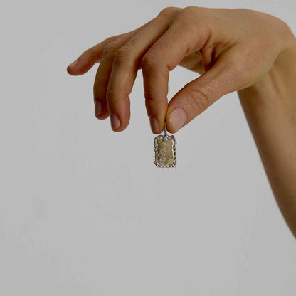 gümüş dikdörtgen çerçeveli parmak izi kolye - no 2 image 5