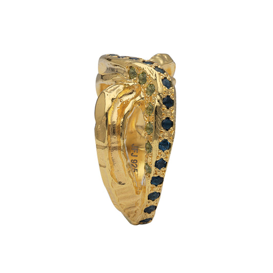London topaz taşlı altın kaplama gümüş yüzük