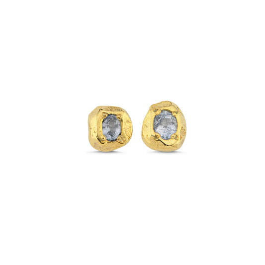 Topaz taşlı altın kaplama gümüş stud küpe