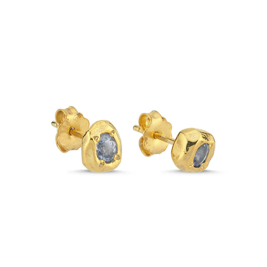 Topaz taşlı altın kaplama gümüş stud küpe