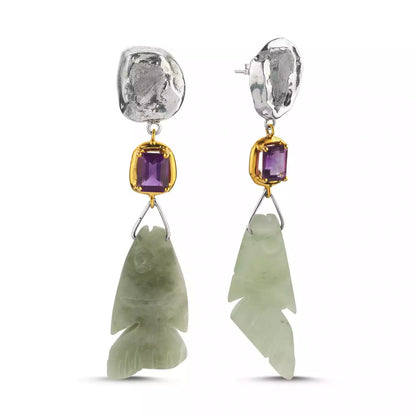 Pisces Earrings with Amethyst