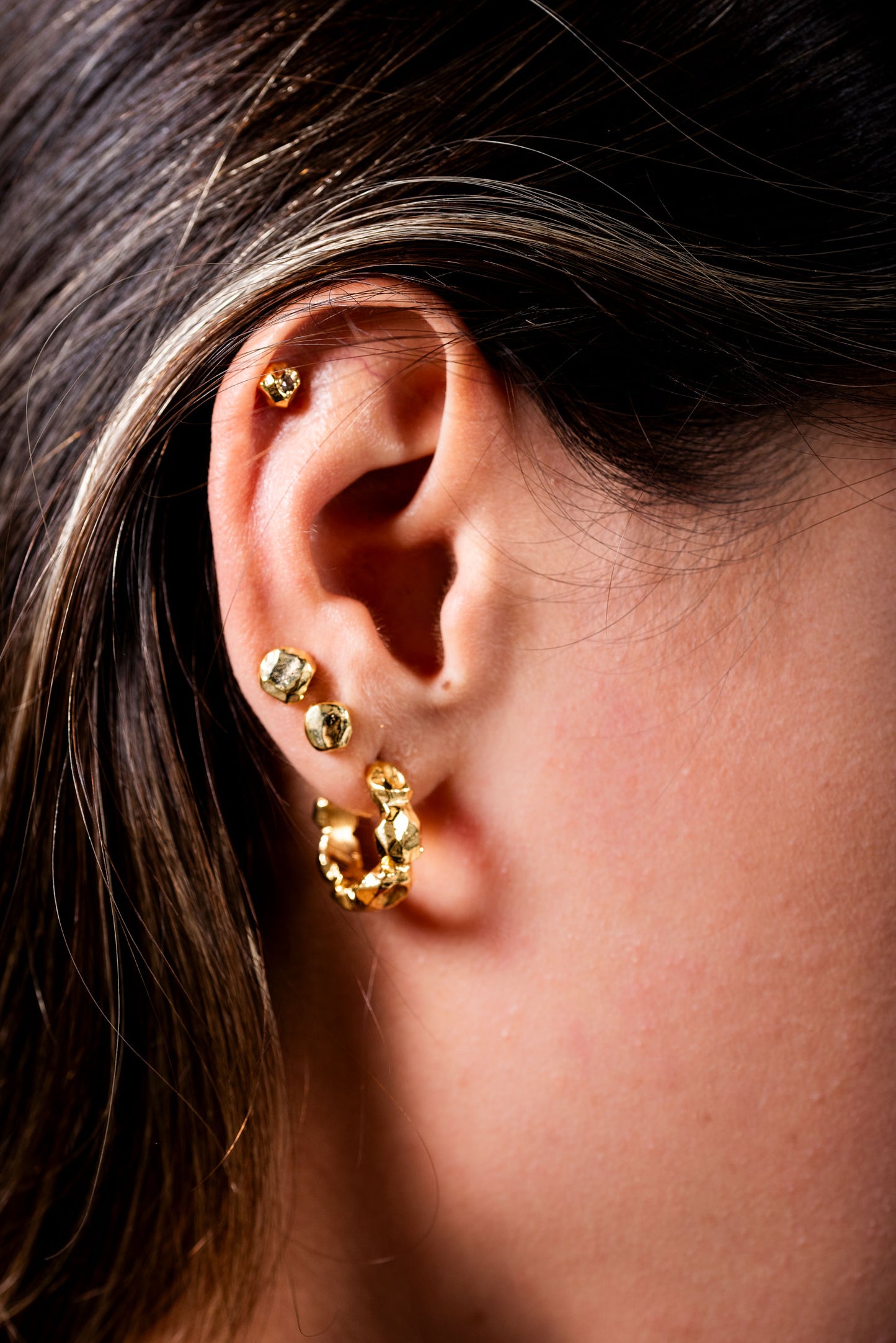 altın kaplama gümüş nokta küpe - nourriture image 4