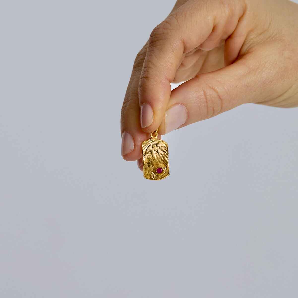 gümüş üzerine altın kaplama taşlı parmak izi kolye - no 5 image 5