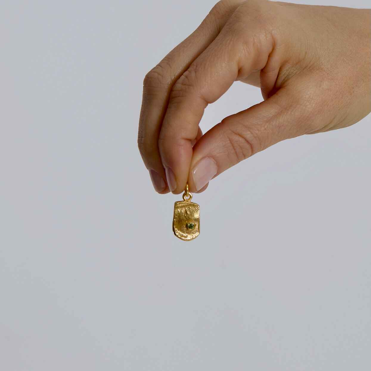 gümüş üzerine altın kaplama taşlı parmak izi kolye - no 5 image 6