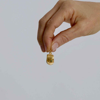 gümüş üzerine altın kaplama taşlı parmak izi kolye - no 5 image 6