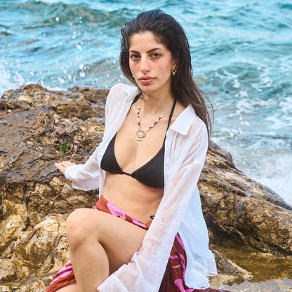 inci ve ametist taşlı gümüş ve altın kaplama kolye - denizin sırrı image 3