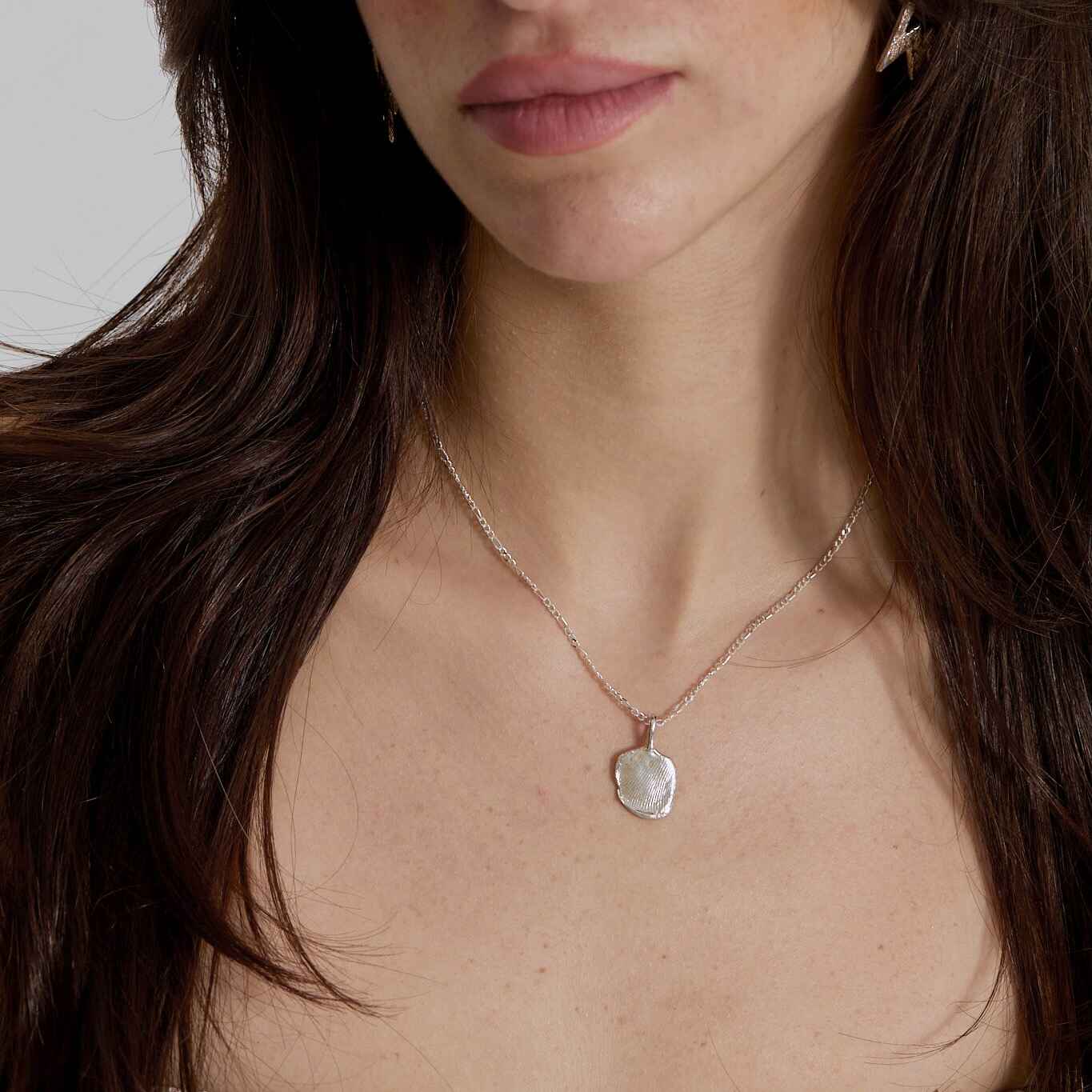 doğal şekilli parmak izi gümüş kolye - no 1 image 1