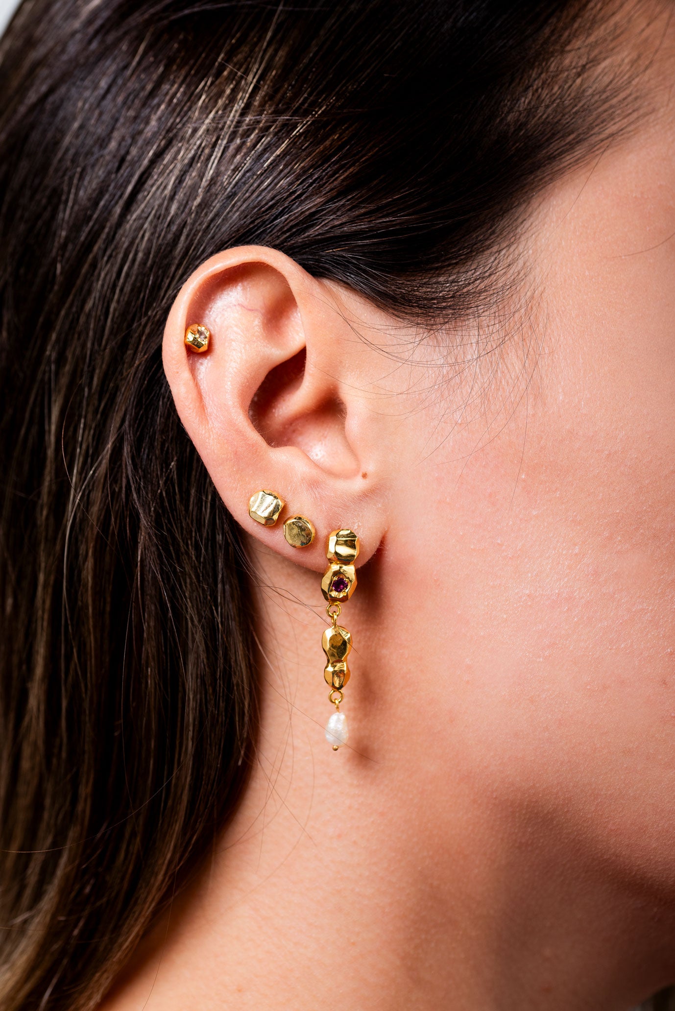 altın kaplama gümüş nokta küpe - nourriture image 7