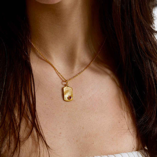 gümüş üzerine altın kaplama taşlı parmak izi kolye - no 5 image 4