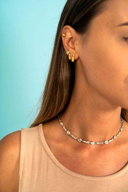 spiral ve örgülü gümüş kolye - marine image 3