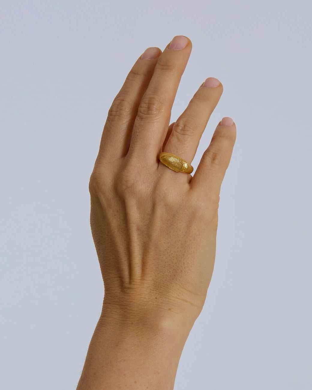 gümüş üzerine altın kaplama parmak izi yüzük - no 1 image 2